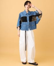 ZMJJE03160 al'aise modulation(アレーズモジュレーション) メッシュ切り替えカットオフジャケット ブルー
