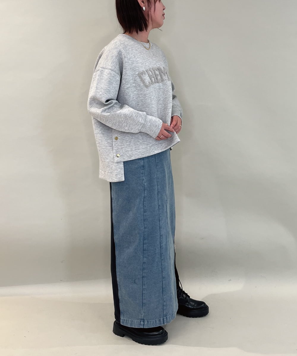 ZMKAE04098 al'aise modulation(アレーズモジュレーション) ロゴスポンディッシュプルオーバー ライトグレー