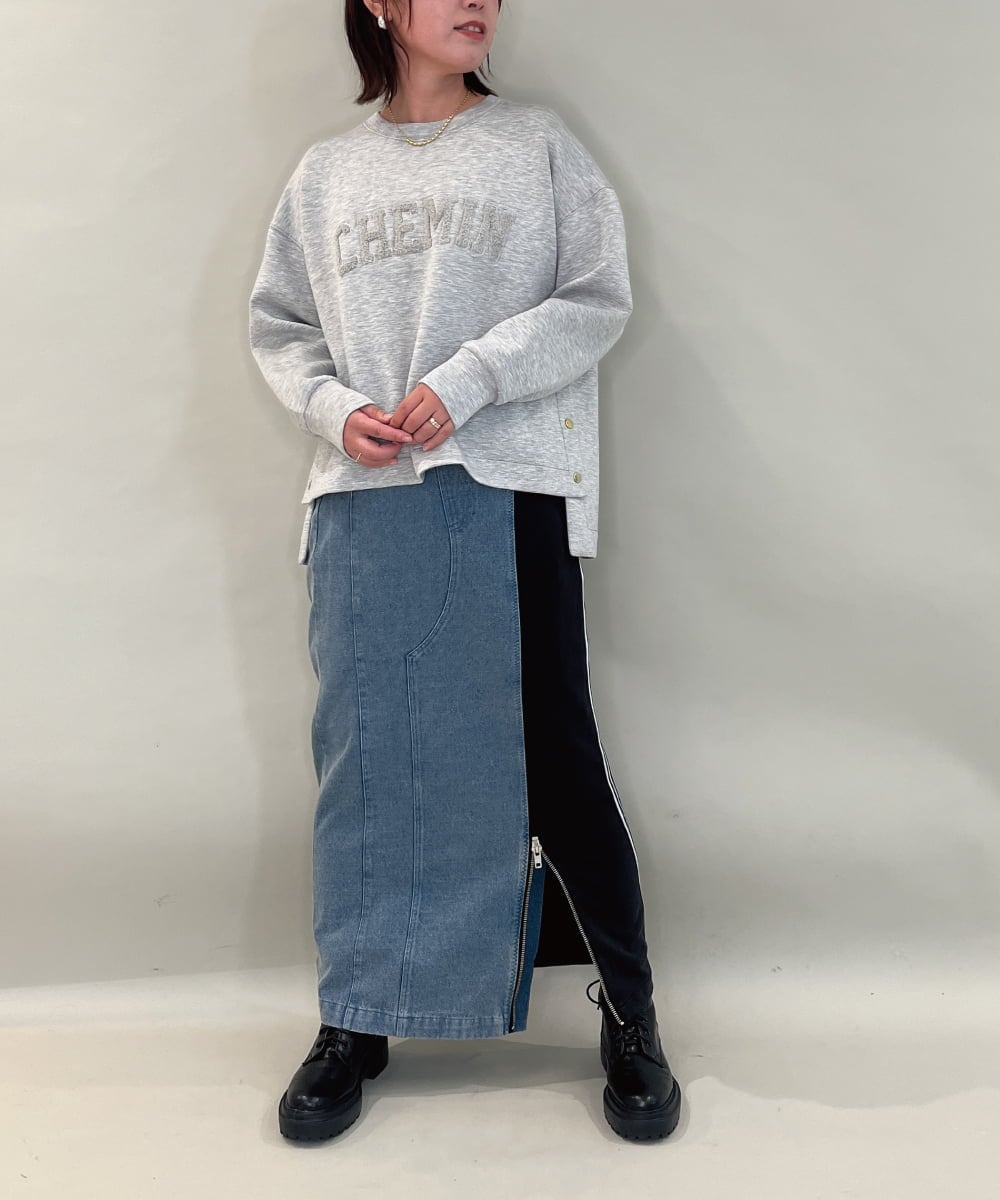 ZMKAE04098 al'aise modulation(アレーズモジュレーション) ロゴスポンディッシュプルオーバー ライトグレー