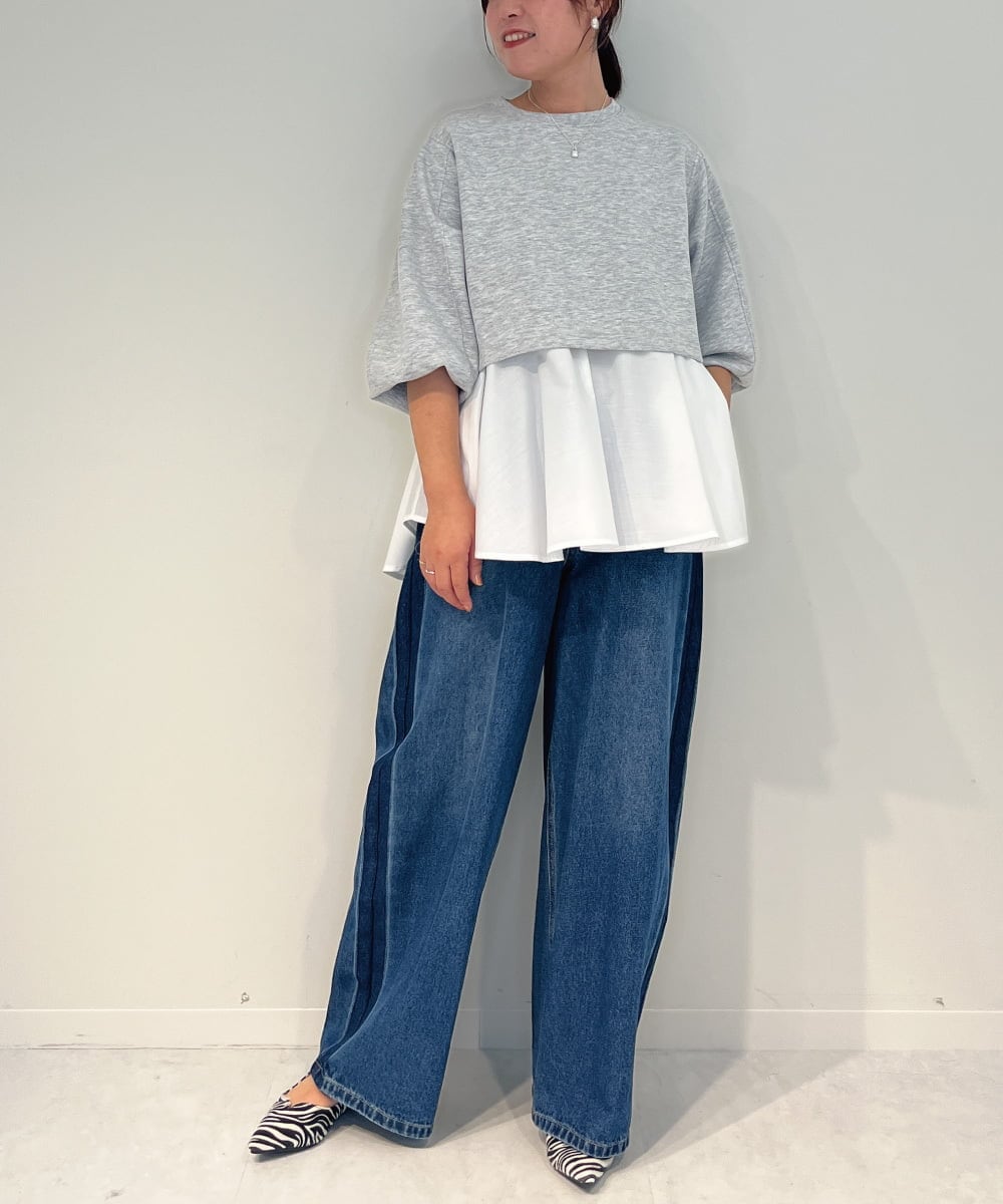 ZMKAE20120 al'aise modulation(アレーズモジュレーション) フレアヘムレイヤードデザインプルオーバー ライトグレー