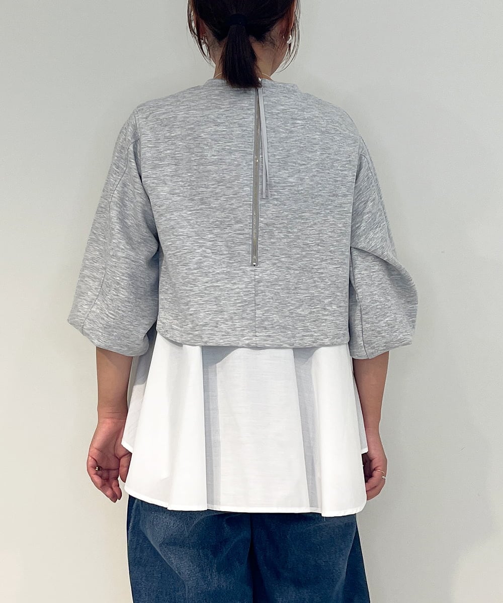 ZMKAE20120 al'aise modulation(アレーズモジュレーション) フレアヘムレイヤードデザインプルオーバー ライトグレー