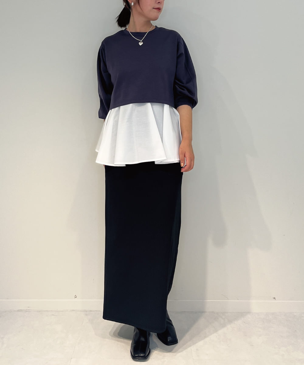 ZMKAE20120 al'aise modulation(アレーズモジュレーション) フレアヘムレイヤードデザインプルオーバー ダークグレー