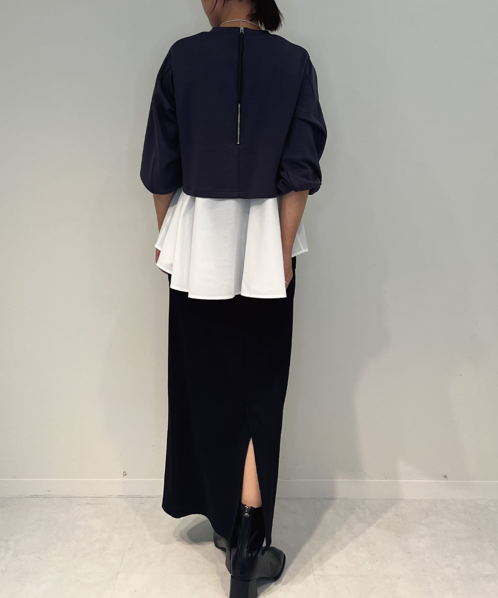 ZMKAE20120 al'aise modulation(アレーズモジュレーション) フレアヘムレイヤードデザインプルオーバー ダークグレー