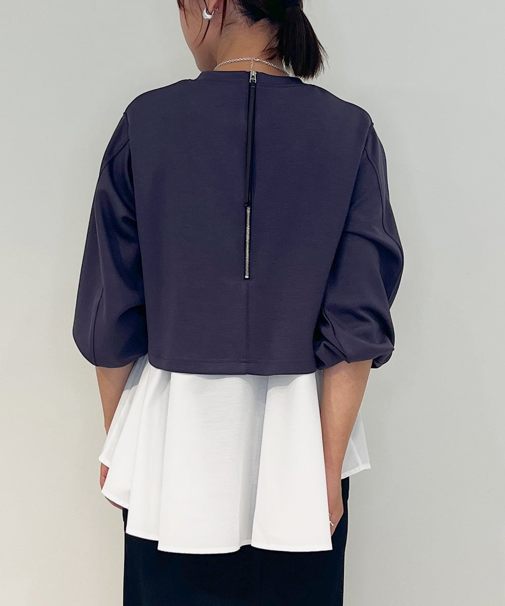 ZMKAE20120 al'aise modulation(アレーズモジュレーション) フレアヘムレイヤードデザインプルオーバー ダークグレー