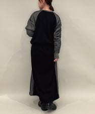 ZMKAE21120 al'aise modulation(アレーズモジュレーション) 【セットアップ対応】異素材ギャザースリーブプルオーバー ブラック