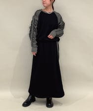 ZMKAE21120 al'aise modulation(アレーズモジュレーション) 【セットアップ対応】異素材ギャザースリーブプルオーバー ブラック