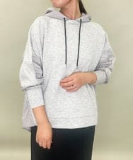 ZMKAE22099 al'aise modulation(アレーズモジュレーション) 布帛ジョイントフーディーパーカー ライトグレー