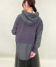 ZMKAE22099 al'aise modulation(アレーズモジュレーション) 布帛ジョイントフーディーパーカー ダークグレー