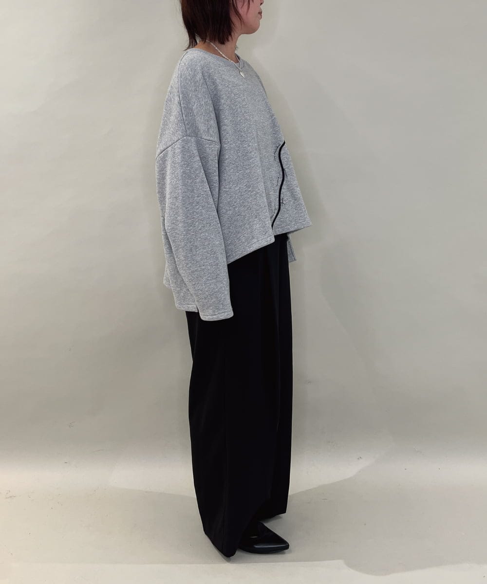 ZMKAE23119 al'aise modulation(アレーズモジュレーション) コード刺繍ロングテールプルオーバー ライトグレー