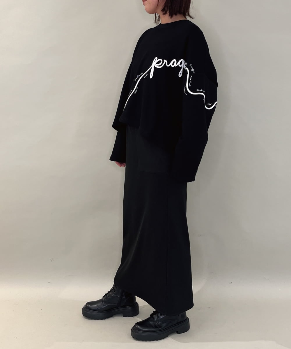 ZMKAE23119 al'aise modulation(アレーズモジュレーション) コード刺繍ロングテールプルオーバー ブラック