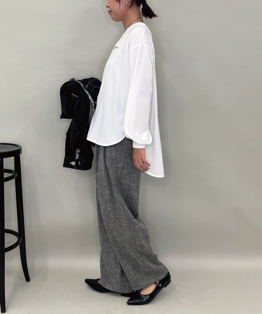 ZMKAE24120 al'aise modulation(アレーズモジュレーション) ロゴジョーゼットプルオーバー ホワイト