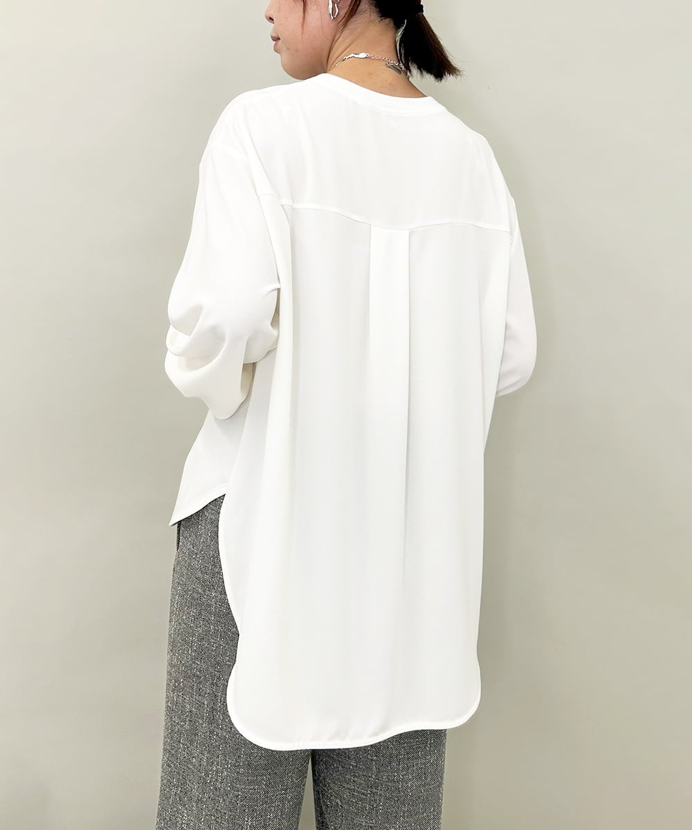 ZMKAE24120 al'aise modulation(アレーズモジュレーション) ロゴジョーゼットプルオーバー ホワイト