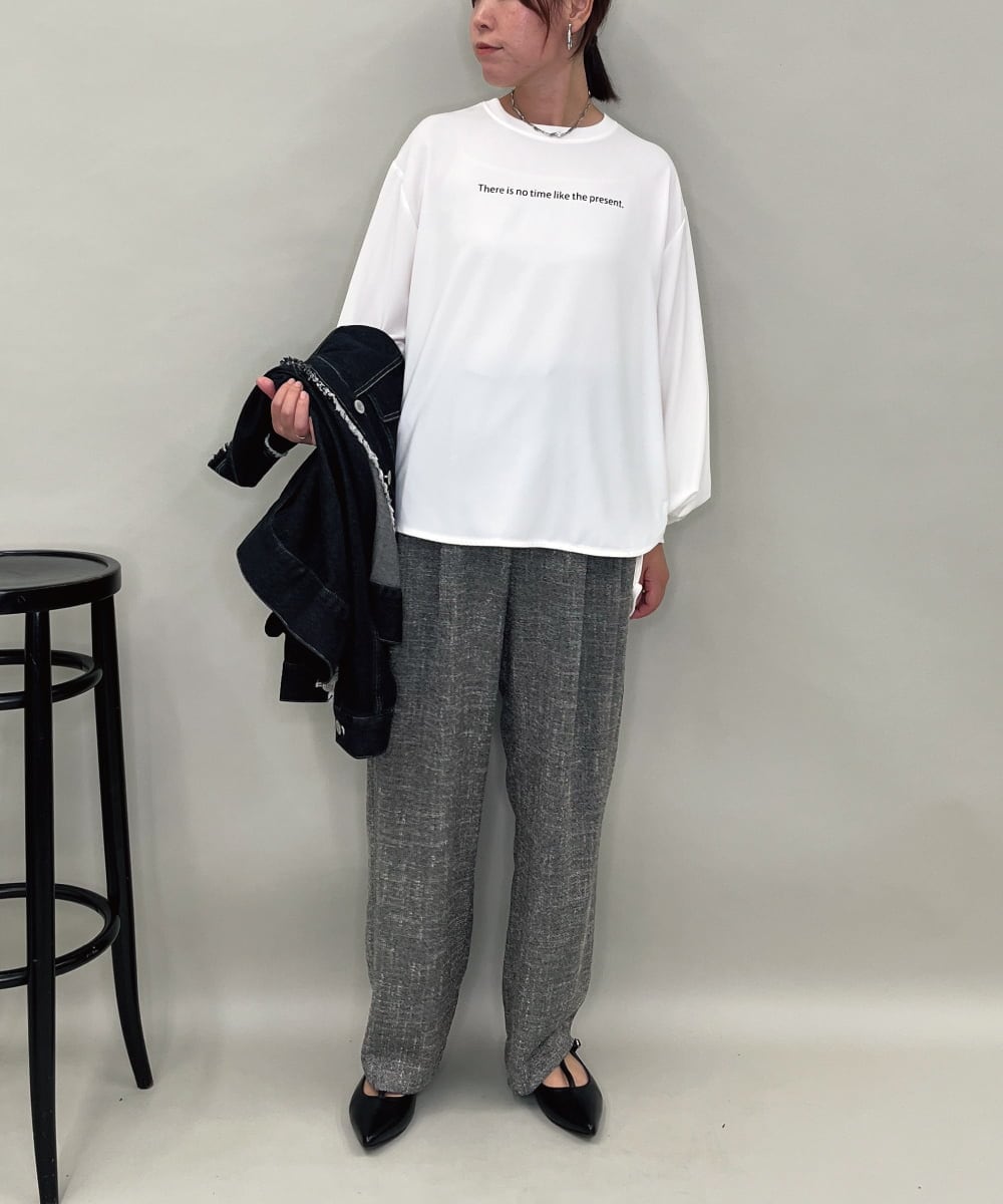 ZMKAE24120 al'aise modulation(アレーズモジュレーション) ロゴジョーゼットプルオーバー ホワイト