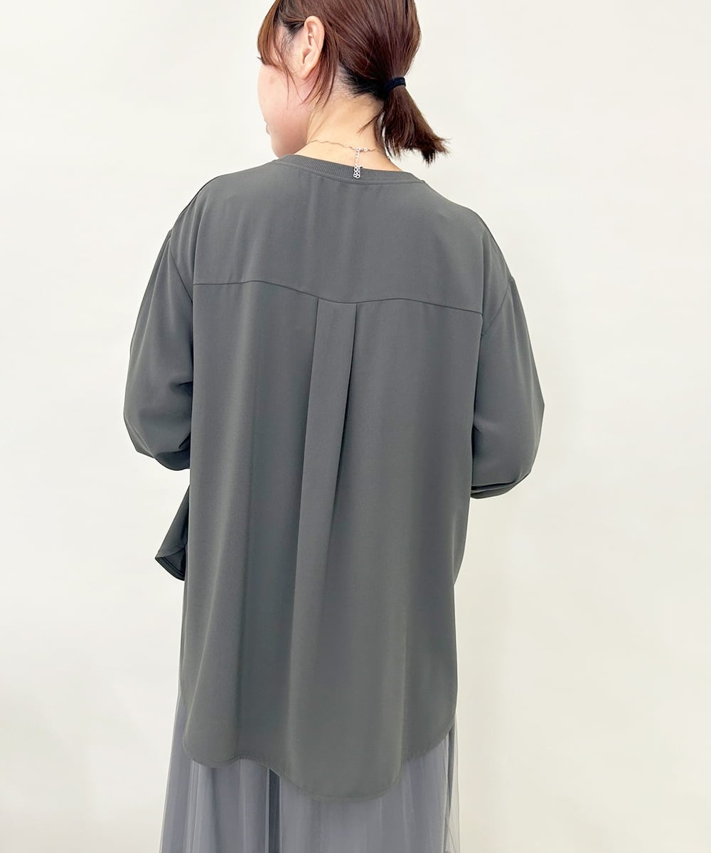 ZMKAE24120 al'aise modulation(アレーズモジュレーション) ロゴジョーゼットプルオーバー ダークグレー