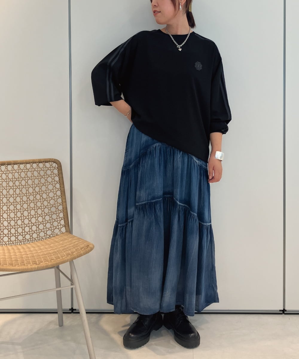 ZMKAE25120 al'aise modulation(アレーズモジュレーション) ラインスリーブカットプルオーバー ブラック