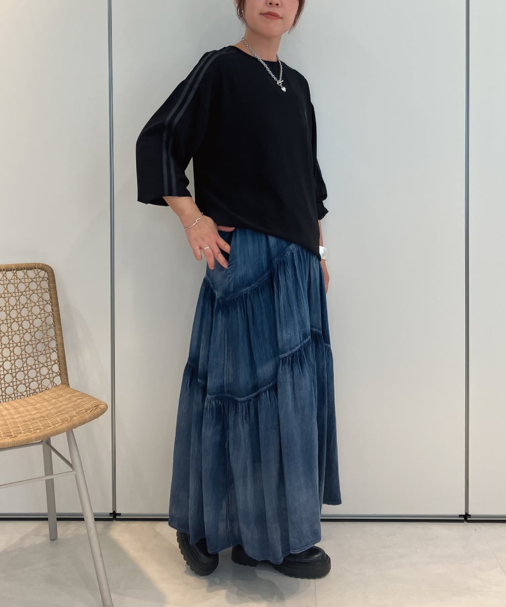 ZMKAE25120 al'aise modulation(アレーズモジュレーション) ラインスリーブカットプルオーバー ブラック