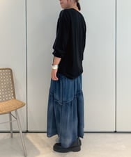 ZMKAE25120 al'aise modulation(アレーズモジュレーション) ラインスリーブカットプルオーバー ブラック