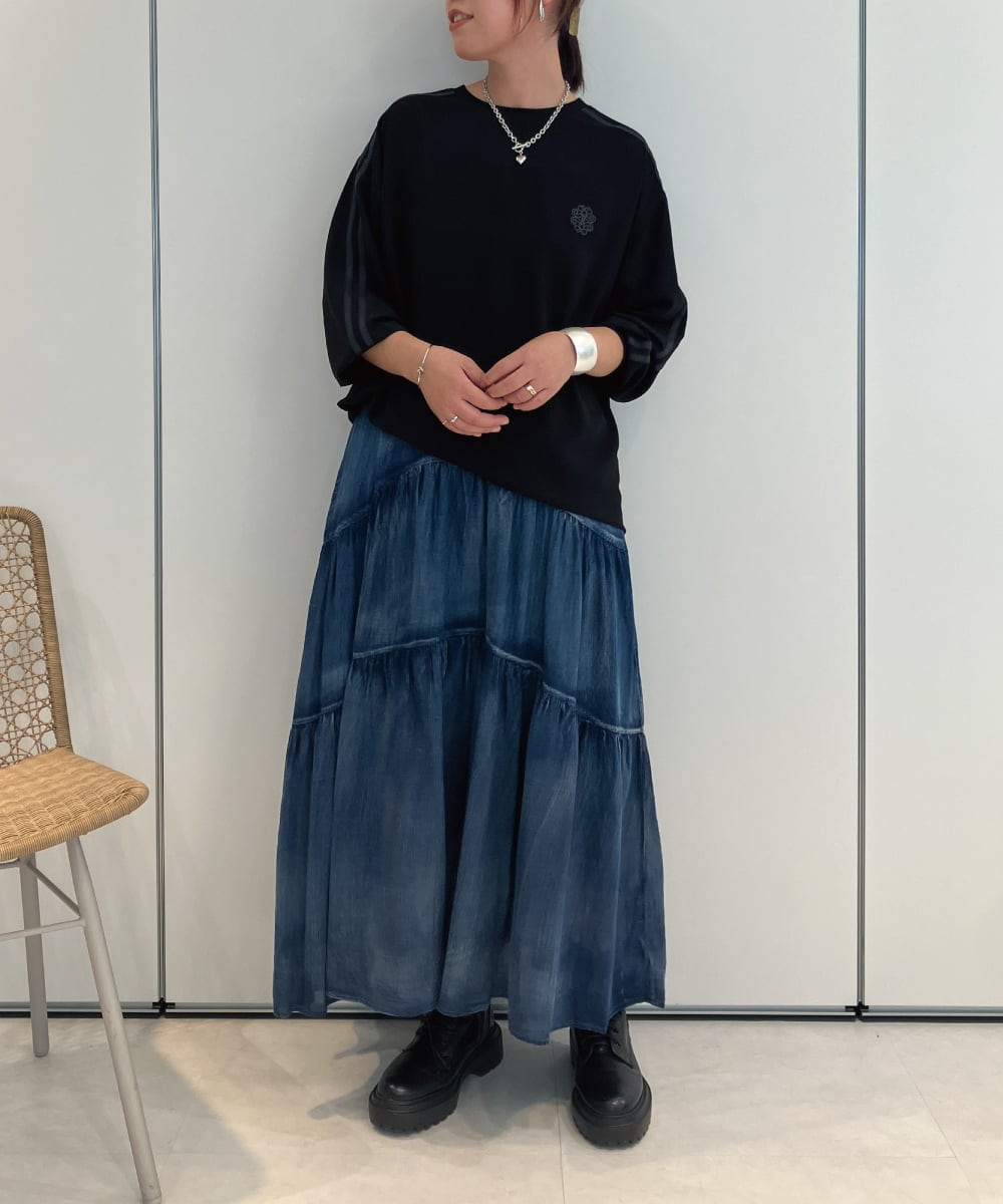 ZMKAE25120 al'aise modulation(アレーズモジュレーション) ラインスリーブカットプルオーバー ブラック