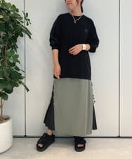 ZMKAE25120 al'aise modulation(アレーズモジュレーション) ラインスリーブカットプルオーバー ブラック