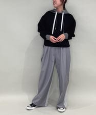 ZMKAE28099 al'aise modulation(アレーズモジュレーション) 【セットアップ対応】ダブルコードダンボールニットフーディー ブラック