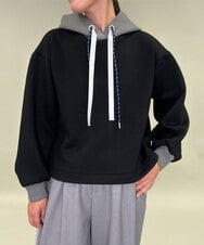 ZMKAE28099 al'aise modulation(アレーズモジュレーション) 【セットアップ対応】ダブルコードダンボールニットフーディー ブラック