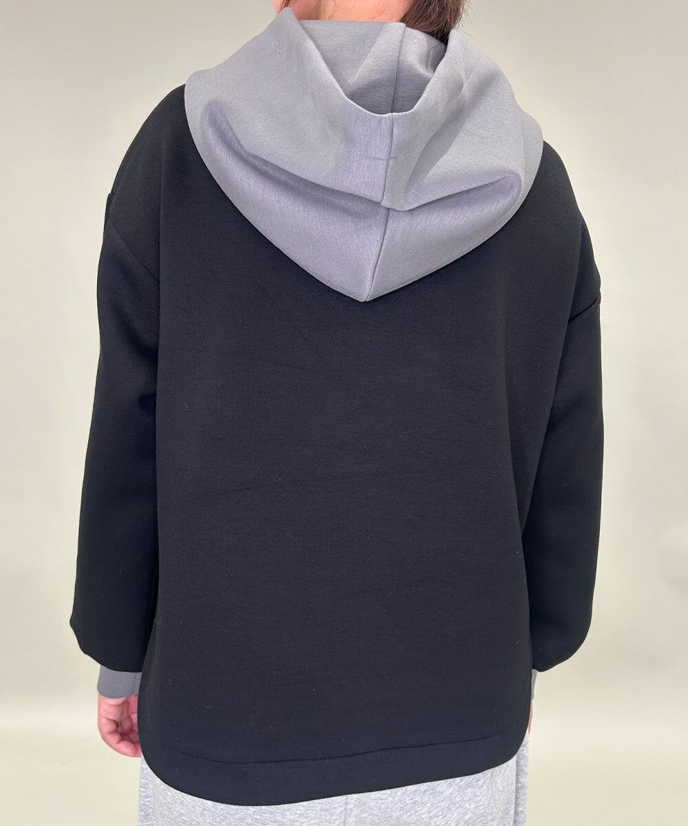 ZMKAE28099 al'aise modulation(アレーズモジュレーション) 【セットアップ対応】ダブルコードダンボールニットフーディー ブラック