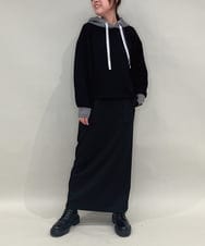 ZMKAE28099 al'aise modulation(アレーズモジュレーション) 【セットアップ対応】ダブルコードダンボールニットフーディー ブラック