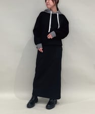 ZMKAE28099 al'aise modulation(アレーズモジュレーション) 【セットアップ対応】ダブルコードダンボールニットフーディー ブラック