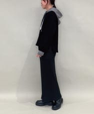 ZMKAE28099 al'aise modulation(アレーズモジュレーション) 【セットアップ対応】ダブルコードダンボールニットフーディー ブラック