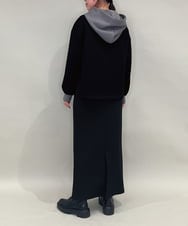 ZMKAE28099 al'aise modulation(アレーズモジュレーション) 【セットアップ対応】ダブルコードダンボールニットフーディー ブラック