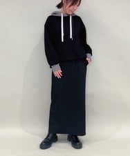 ZMKAE28099 al'aise modulation(アレーズモジュレーション) 【セットアップ対応】ダブルコードダンボールニットフーディー ブラック