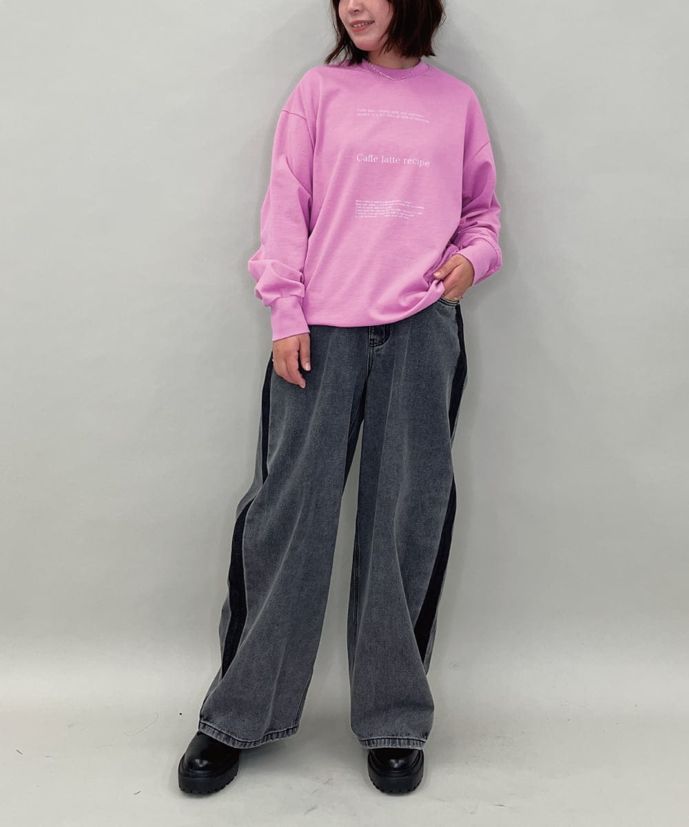 ZMKAE31130 al'aise modulation(アレーズモジュレーション) ロゴロングスリーブTシャツ ピンク