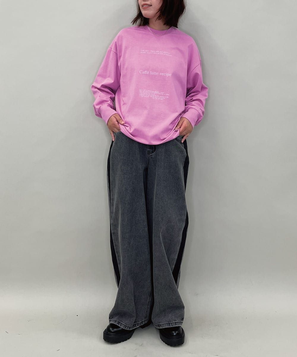 ZMKAE31130 al'aise modulation(アレーズモジュレーション) ロゴロングスリーブTシャツ ピンク