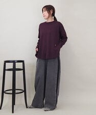 ZMKAE32130 al'aise modulation(アレーズモジュレーション) 【洗える】クルーネックプレーンニットプルオーバー ボルドー