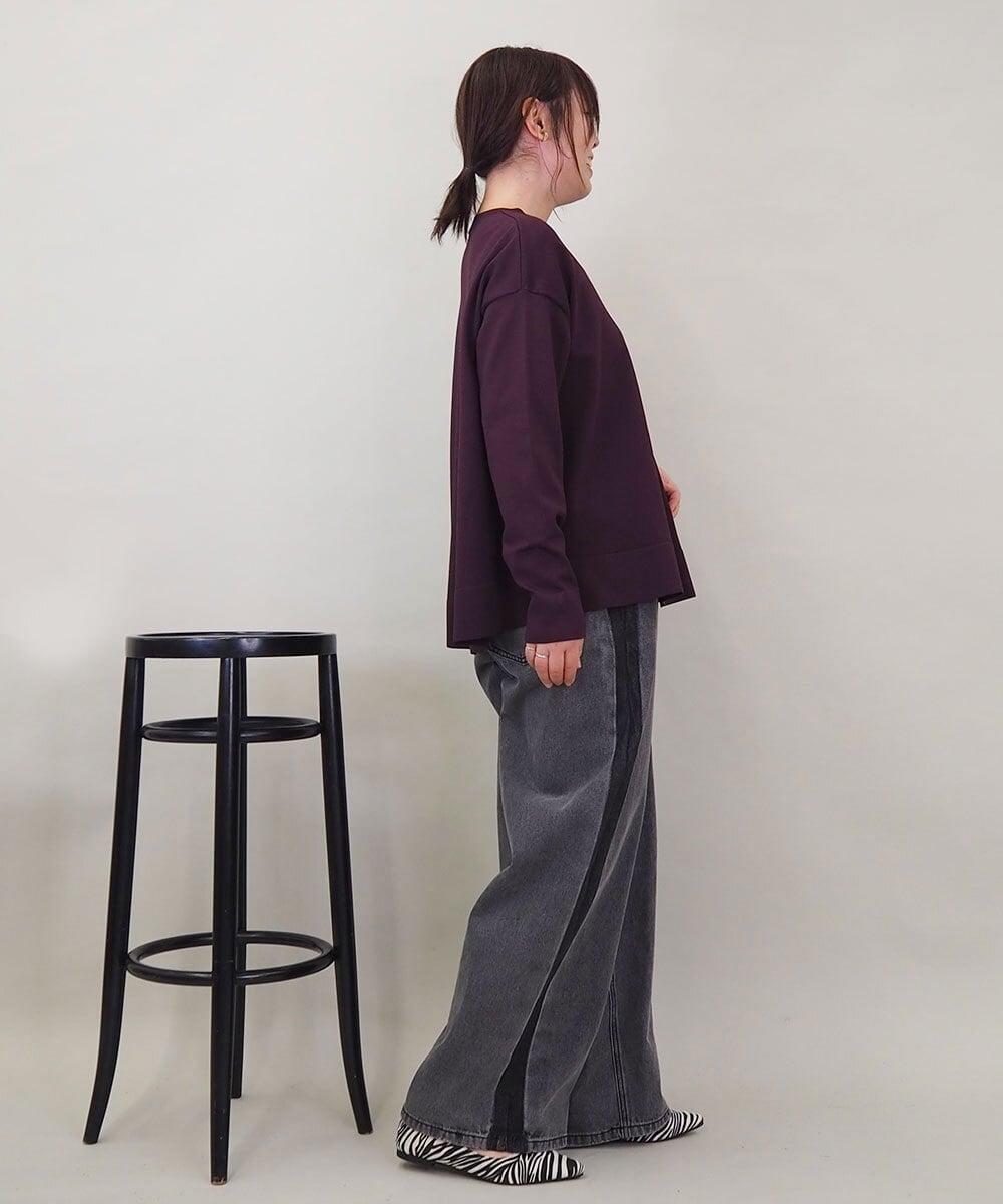 ZMKAE32130 al'aise modulation(アレーズモジュレーション) 【洗える】クルーネックプレーンニットプルオーバー ボルドー