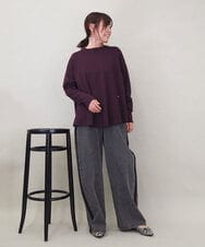 ZMKAE32130 al'aise modulation(アレーズモジュレーション) 【洗える】クルーネックプレーンニットプルオーバー ボルドー