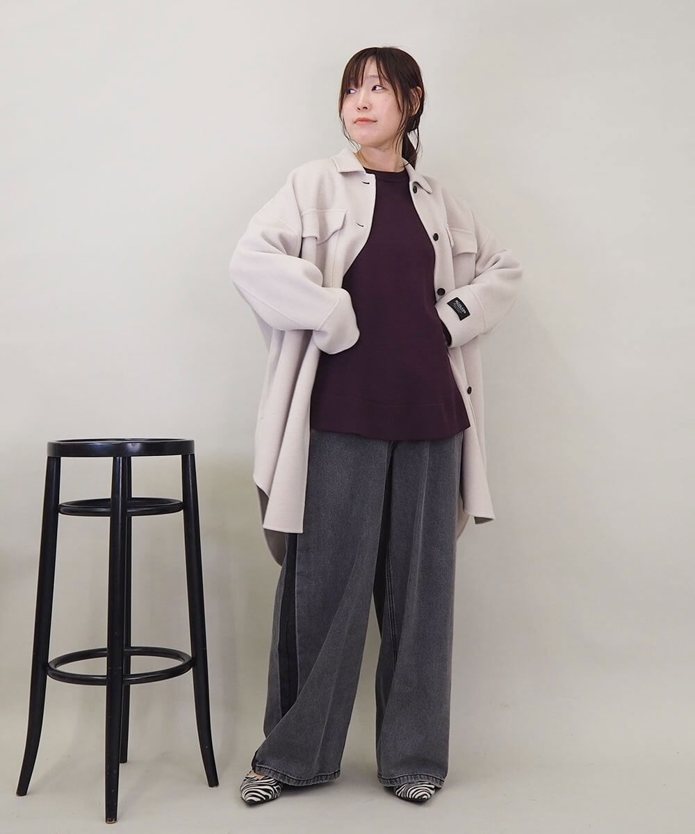 ZMKAE32130 al'aise modulation(アレーズモジュレーション) 【洗える】クルーネックプレーンニットプルオーバー ボルドー