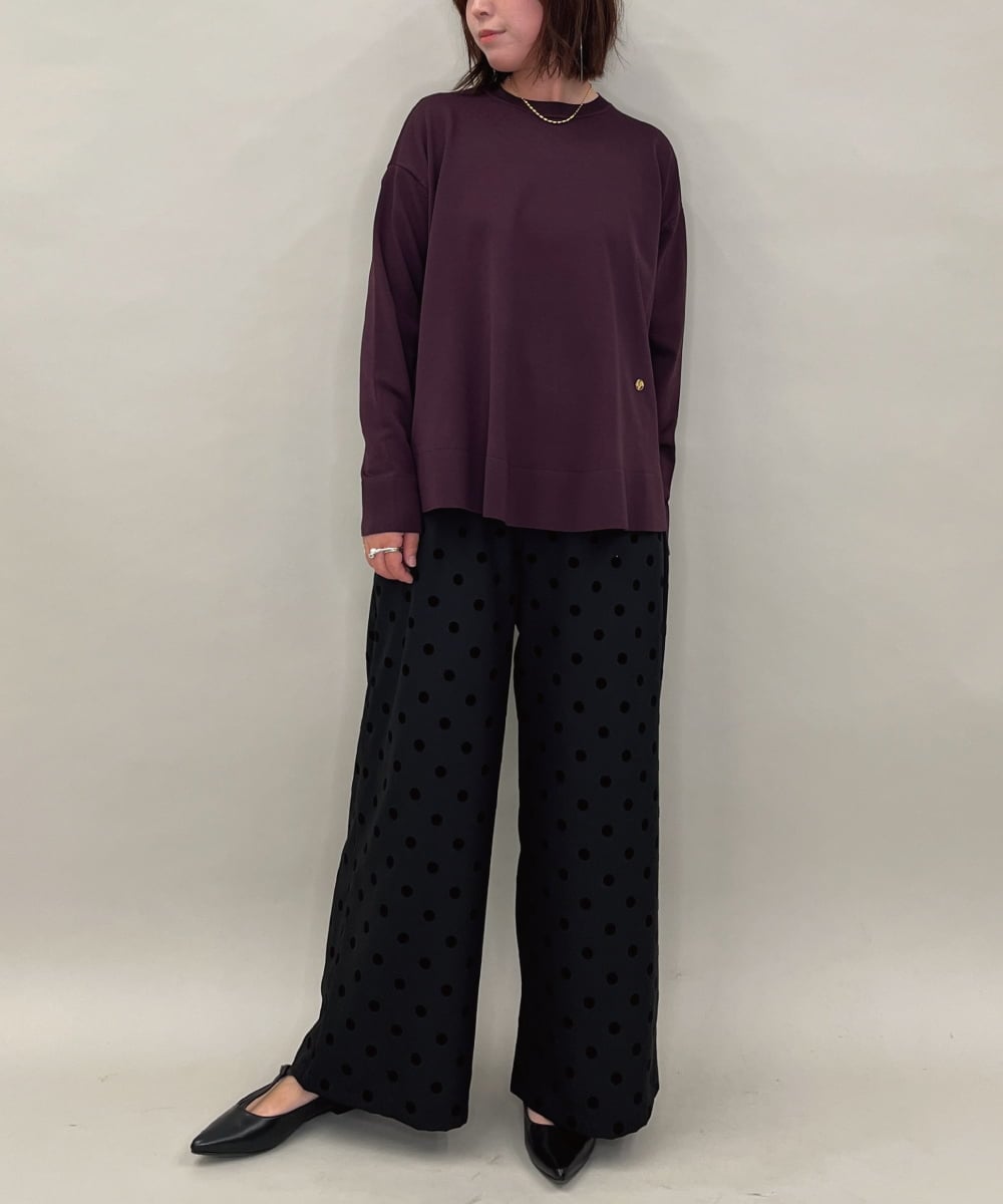 ZMKAE32130 al'aise modulation(アレーズモジュレーション) 【洗える】クルーネックプレーンニットプルオーバー ボルドー