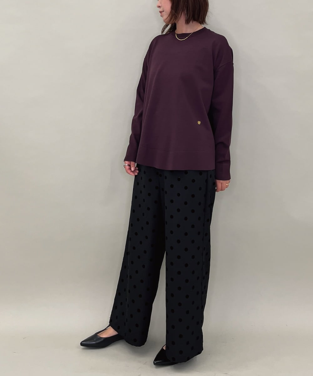 ZMKAE32130 al'aise modulation(アレーズモジュレーション) 【洗える】クルーネックプレーンニットプルオーバー ボルドー