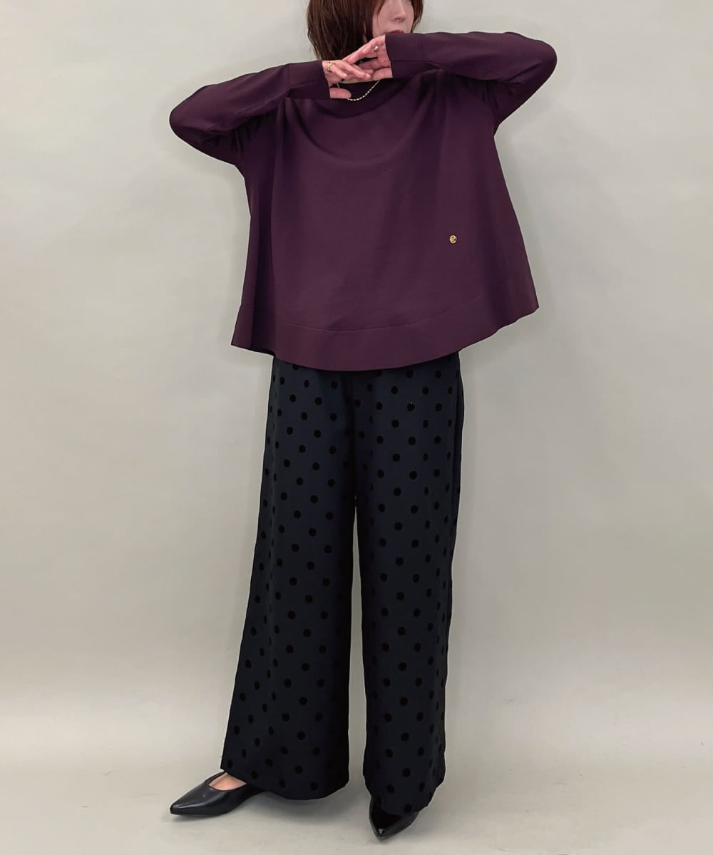 ZMKAE32130 al'aise modulation(アレーズモジュレーション) 【洗える】クルーネックプレーンニットプルオーバー ボルドー