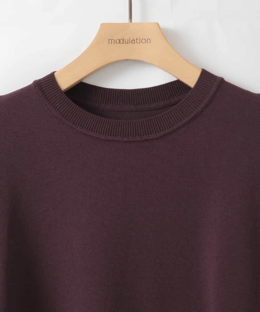 ZMKAE32130 al'aise modulation(アレーズモジュレーション) 【洗える】クルーネックプレーンニットプルオーバー ボルドー