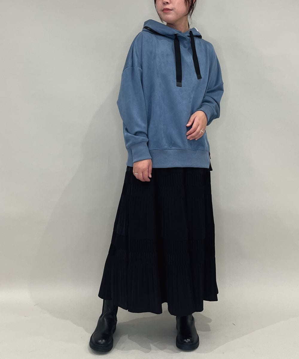 ZMKAE34098 al'aise modulation(アレーズモジュレーション) ジップポイントフーディーデザインパーカー ブルー