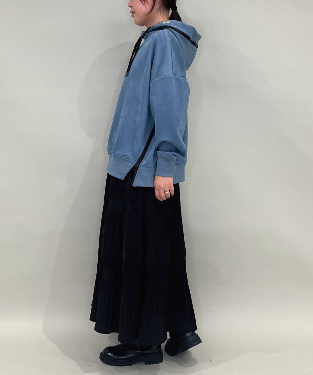 ZMKAE34098 al'aise modulation(アレーズモジュレーション) ジップポイントフーディーデザインパーカー ブルー