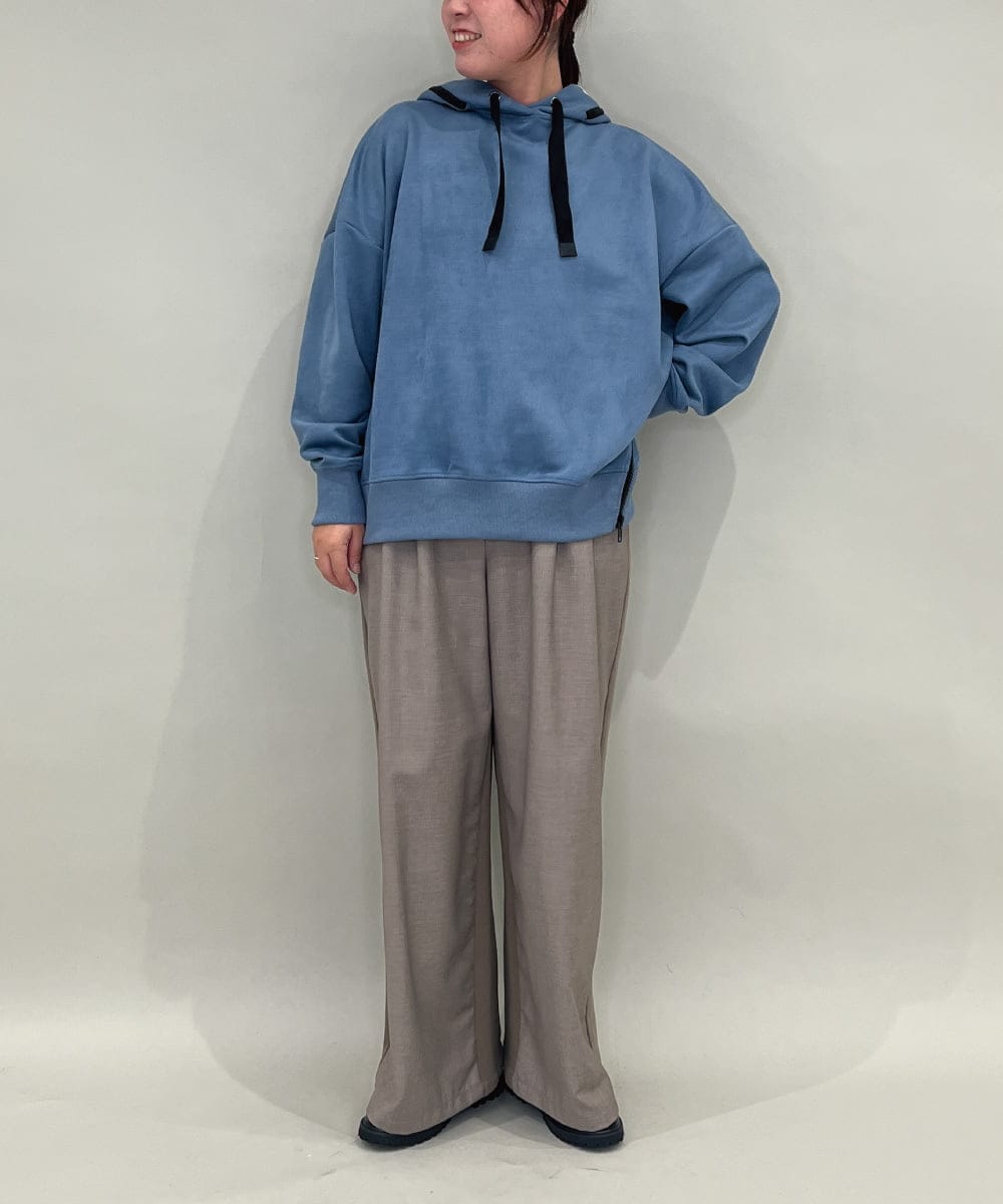 ZMKAE34098 al'aise modulation(アレーズモジュレーション) ジップポイントフーディーデザインパーカー ブルー