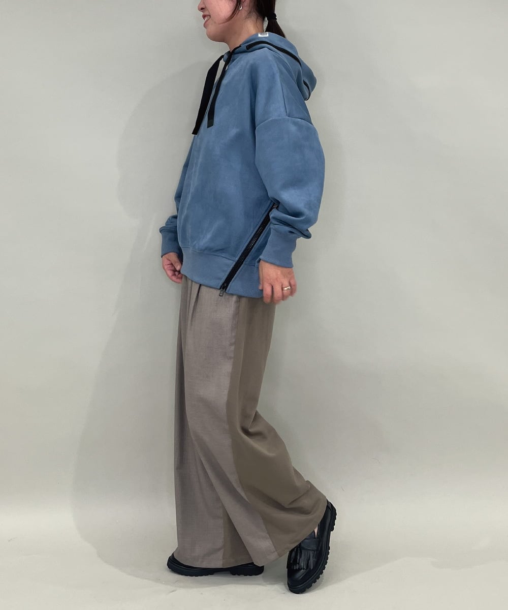 ZMKAE34098 al'aise modulation(アレーズモジュレーション) ジップポイントフーディーデザインパーカー ブルー