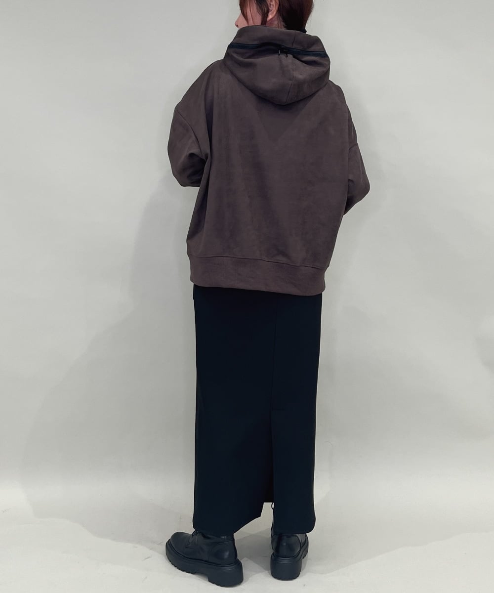 ZMKAE34098 al'aise modulation(アレーズモジュレーション) ジップポイントフーディーデザインパーカー ダークグレー