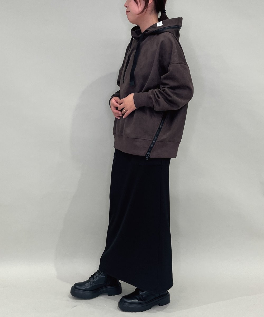 ZMKAE34098 al'aise modulation(アレーズモジュレーション) ジップポイントフーディーデザインパーカー ダークグレー