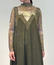 ZMKAE35063 al'aise modulation(アレーズモジュレーション) アートプリントチュールシアープルオーバー カーキ