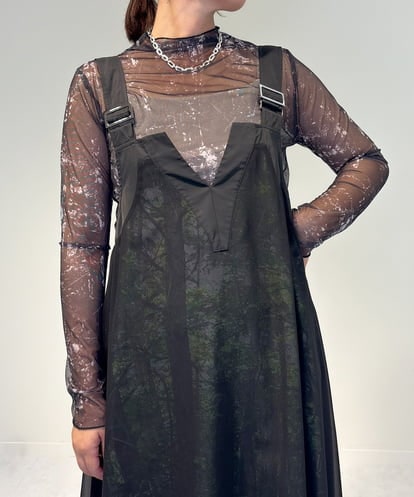 ZMKAE35063 al'aise modulation アートプリントチュールシアープルオーバー