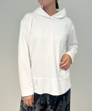 ZMKAE36079 al'aise modulation(アレーズモジュレーション) ラウンドヘム長袖フーディーカットソー アイボリー